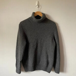 Zara Wool DARK GREY Soft Fuzzy Knit Turleneck Sweater Sz Large